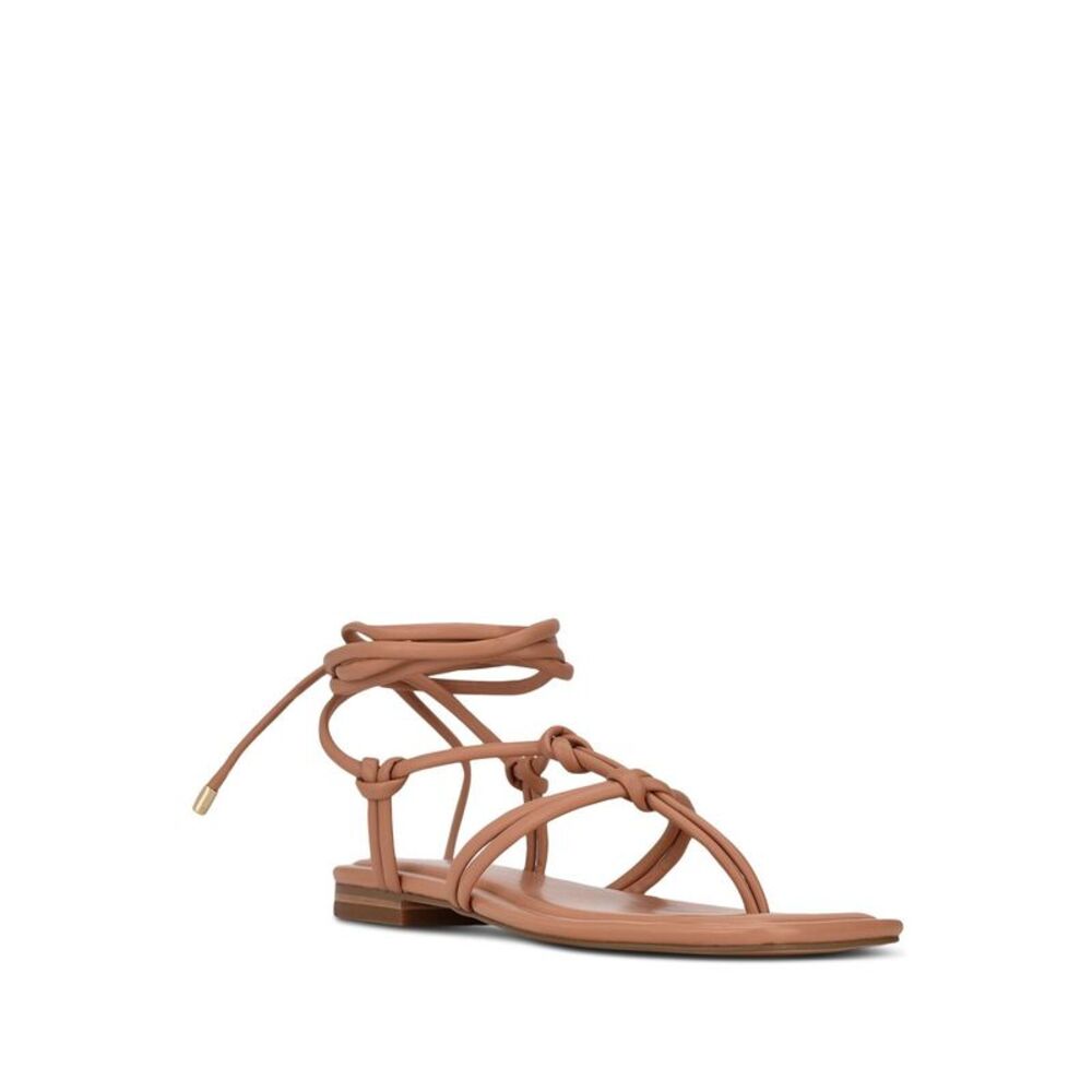MARC FISHER Womens Brown Strappy Padded Falina Square Toe Thong Sandals 5.5 M